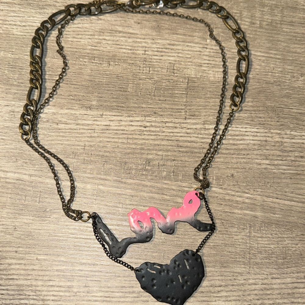 Love double chain necklace